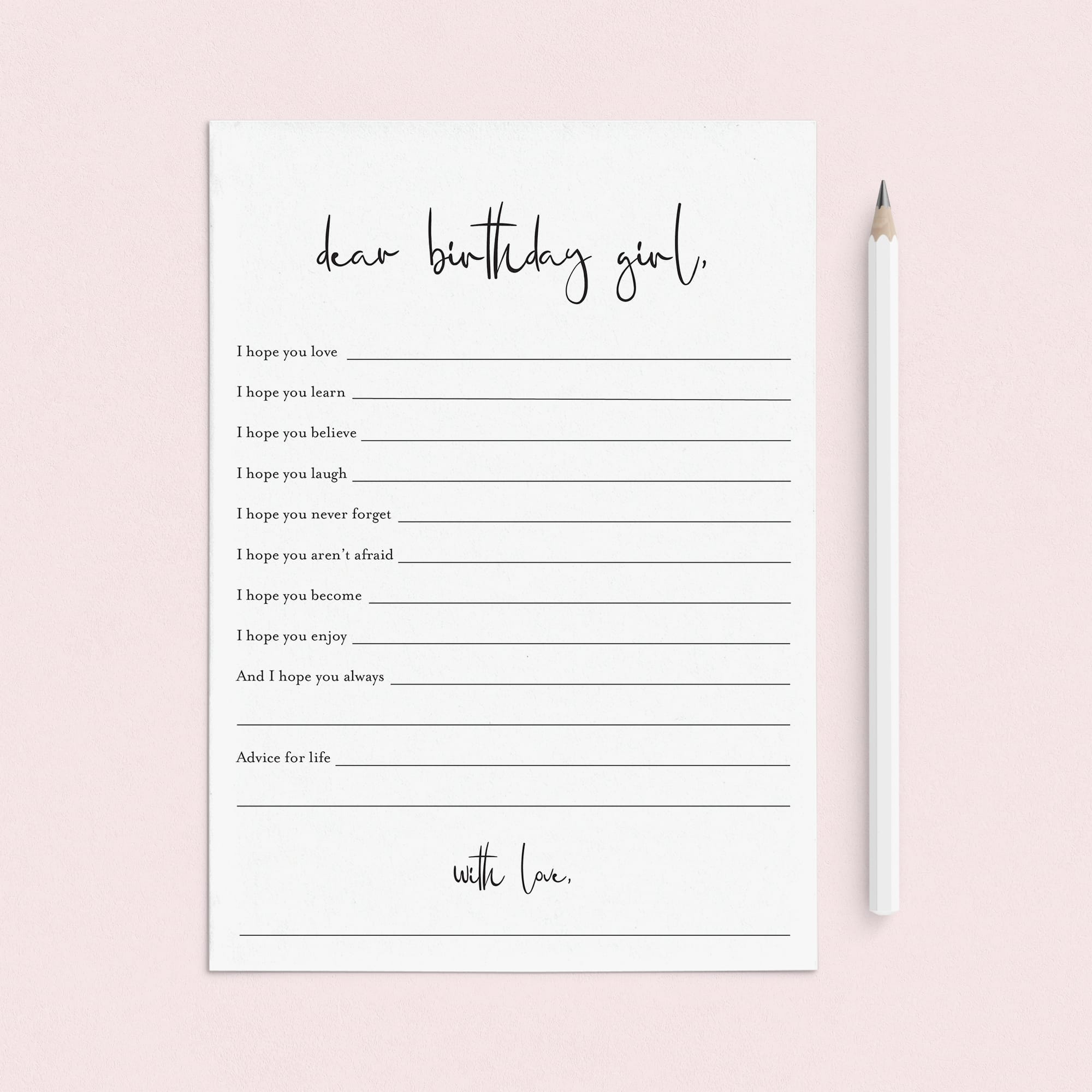 Wishes for the Birthday Girl Cards Printable by LittleSizzle
