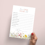 Wildflower First Birthday Party Wishes Card Printable