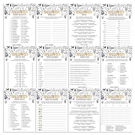 Witchcraft Halloween Party Games Bundle Printable by LittleSizzle