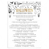 Halloween Superstition Trivia with Answer Key Printable by LittleSizzle