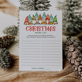 Printable Christmas Word Game with Christmas Gnomes