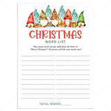 Printable Christmas Word Game with Christmas Gnomes by LittleSizzle