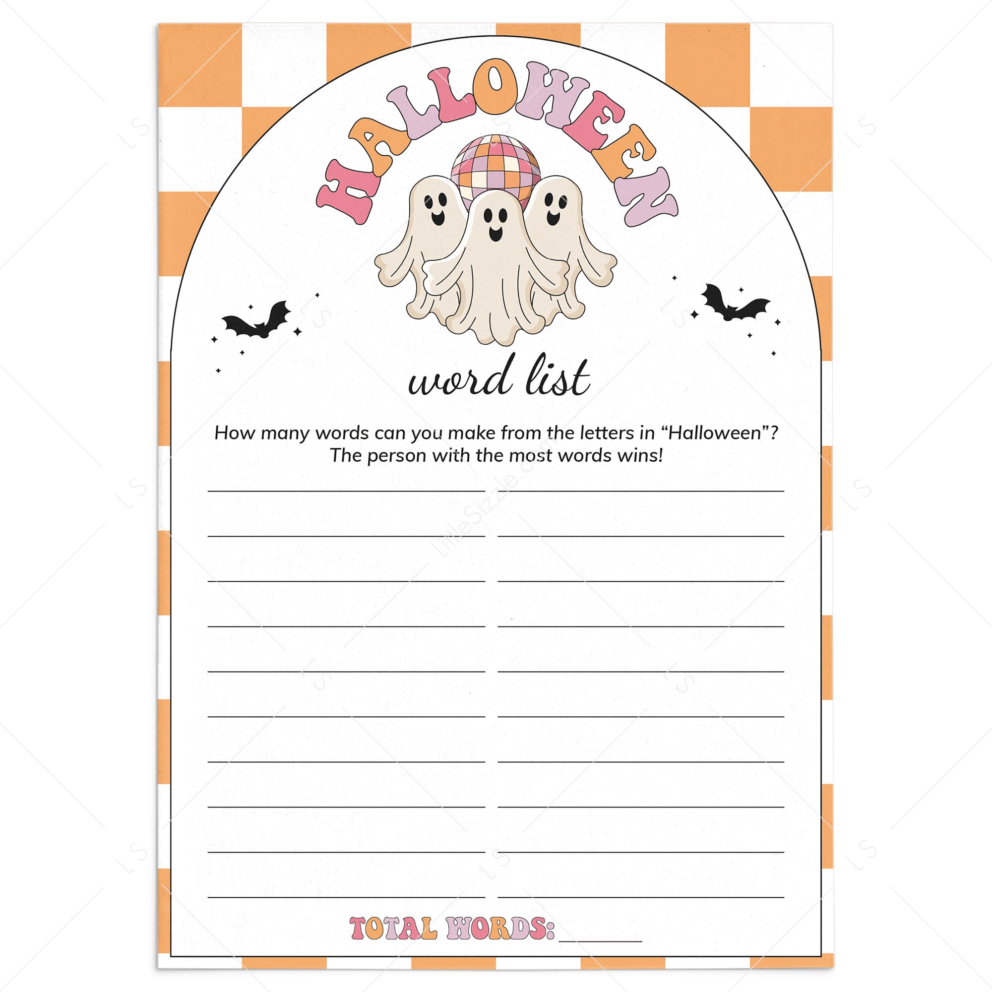 Family Halloween Game Night Word List Printable by LittleSizzle