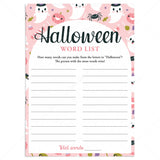 Girly Cute Ghosts Halloween Word Game Printable by LittleSizzle