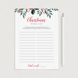 Quick Christmas Game Printable Word List by LittleSizzle