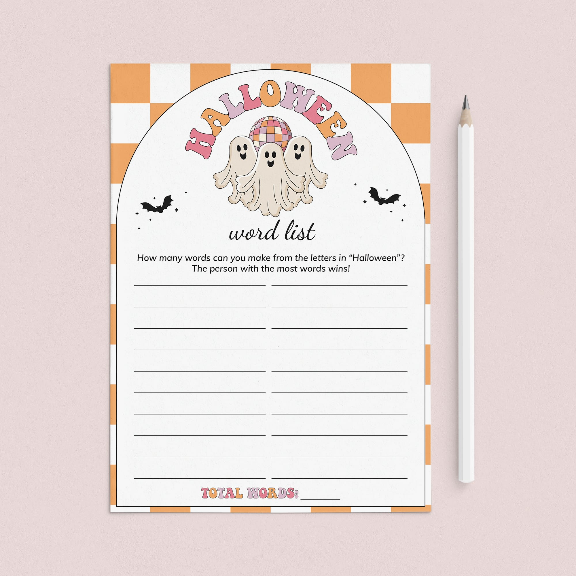 Family Halloween Game Night Word List Printable by LittleSizzle