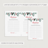 Quick Christmas Game Printable Word List