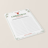Christmas Word List Sheet Printable