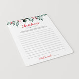 Quick Christmas Game Printable Word List