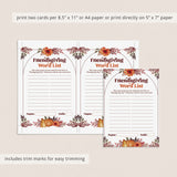 Fun & Easy Friendsgiving Game Printable Word List