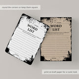 Halloween Word List Game Printable | Eerie Grunge
