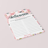 Girly Cute Ghosts Halloween Word Game Printable