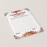 Fun & Easy Friendsgiving Game Printable Word List