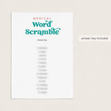 Medical Game Word Scramble with Answer Key Printable