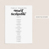Printable Family Reunion Word Scramble with Answers