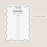 Grad Party Word Scramble Game with Answers Printable
