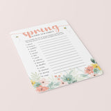 Spring Word Scramble with Answer Key Printable