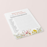 Wildflower Birthday Word Scramble Game with Answers Printable