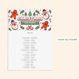 Unscramble Christmas Words Game with Answers Printable