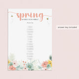 Spring Word Scramble with Answer Key Printable