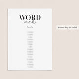 Black and White Birthday Word Scramble Game Printable