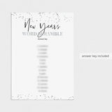 New Year's Word Scramble with Answer Key Printable