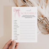 Coquette Baby Shower Word Scramble Game Printable
