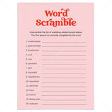 Red Pink Bridal Shower Word Scramble Answers Included Printable by LittleSizzle