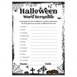 Printable Halloween Word Scramble | Black & White by LittleSizzle