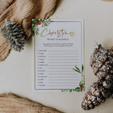 Greenery Christmas Party Game Word Scramble with Answers
