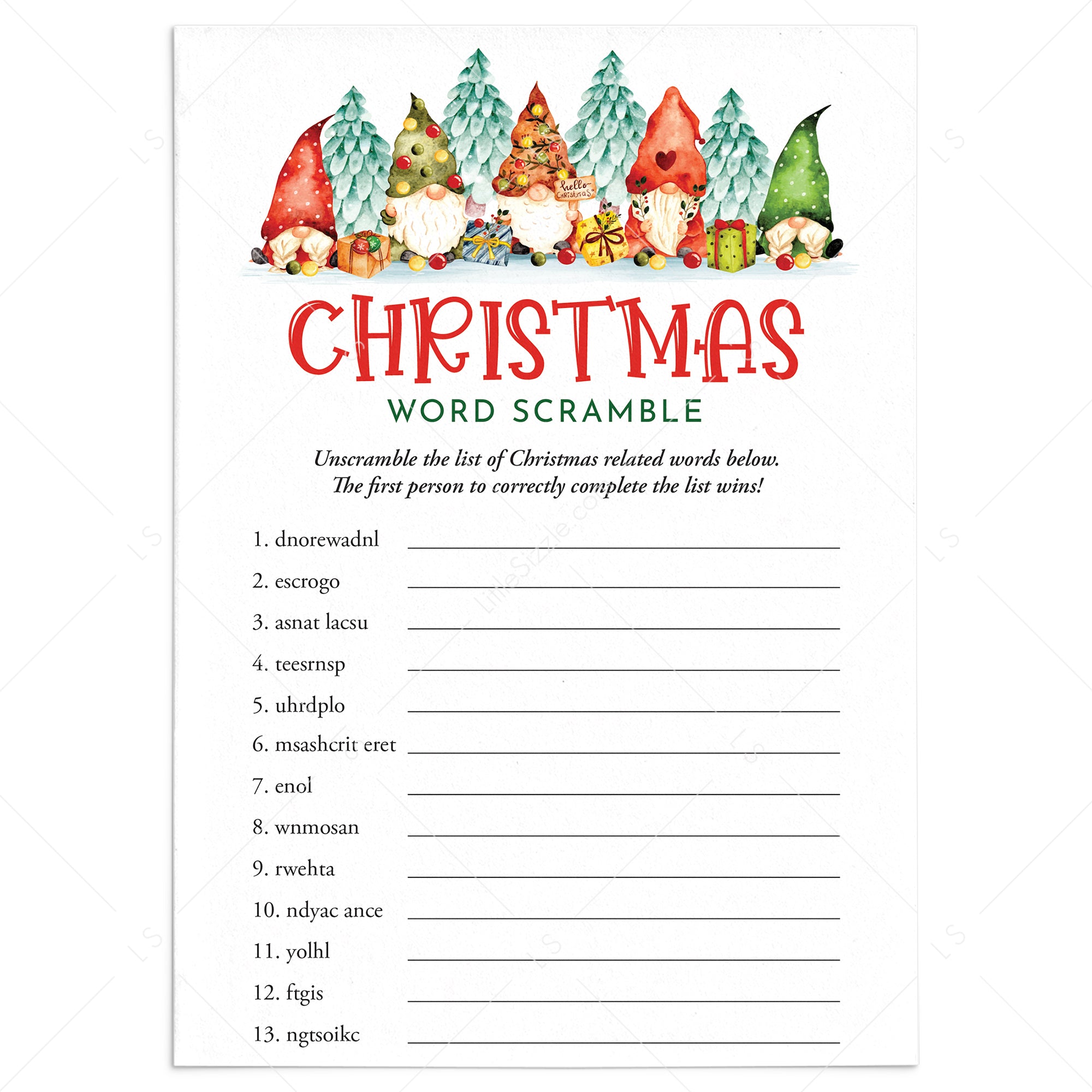 Printable Christmas Word Scramble with Answer Key | Instant Download – LittleSizzle printable-christmas-word-scramble-with-answer-key-instant-download-littlesizzle