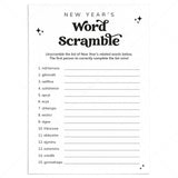 New Year's Eve Word Scramble Game with Answers Printable by LittleSizzle