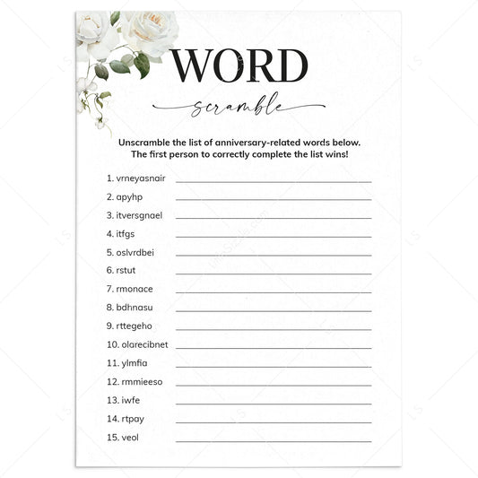 Anniversary Party Word Scramble Answers Included by LittleSizzle