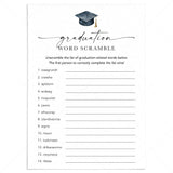 Printable Word Scramble Game for Graduation Table Decor by LittleSizzle