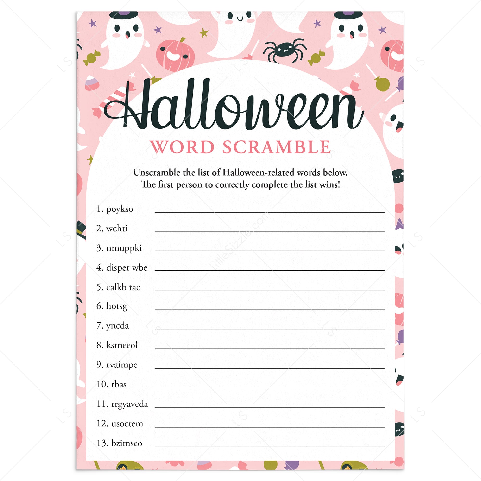 Halloween Party Game Halloween A-Z Word Games Kids Teens & 