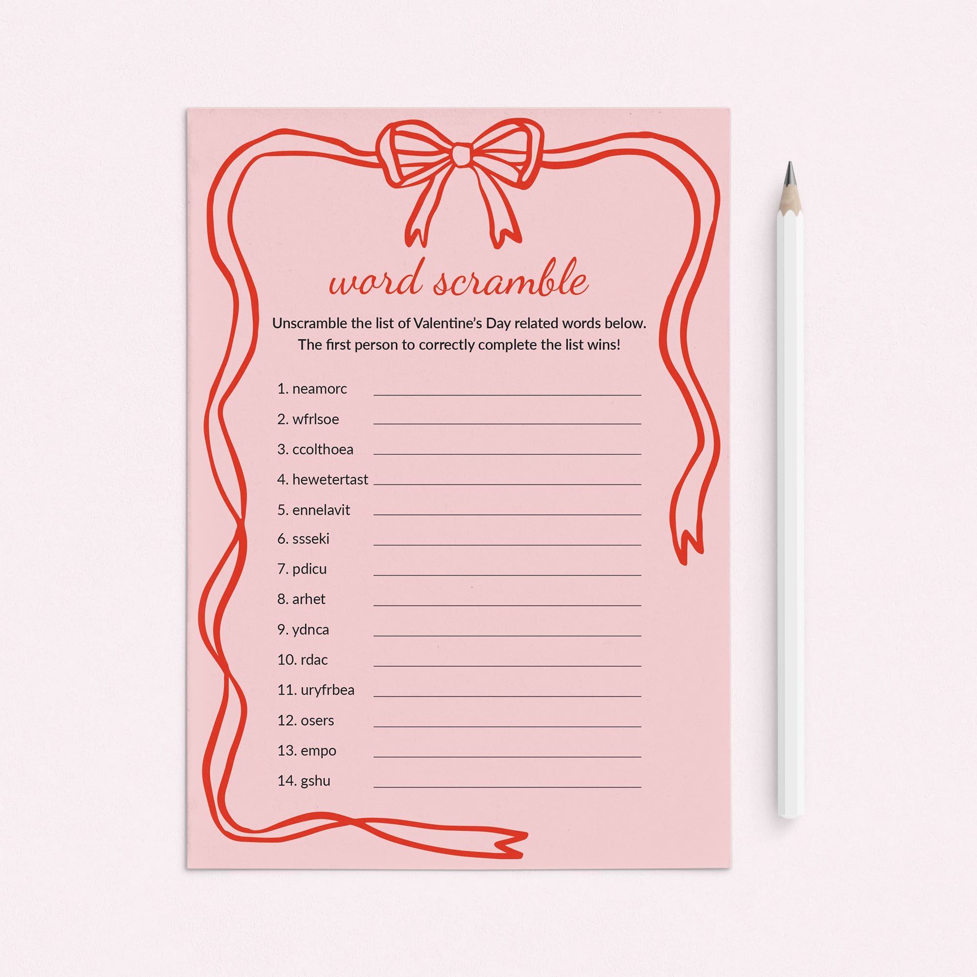 Valentine's Day Word Scramble with Answers Printable PDF by LittleSizzle