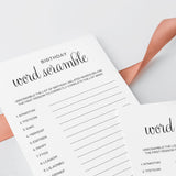 Birthday Word Scramble Game Printable Black & White