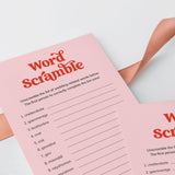 Red Pink Bridal Shower Word Scramble Answers Included Printable
