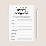 Office Retirement Party Game Printable Word Scramble with Answer Key by LittleSizzle