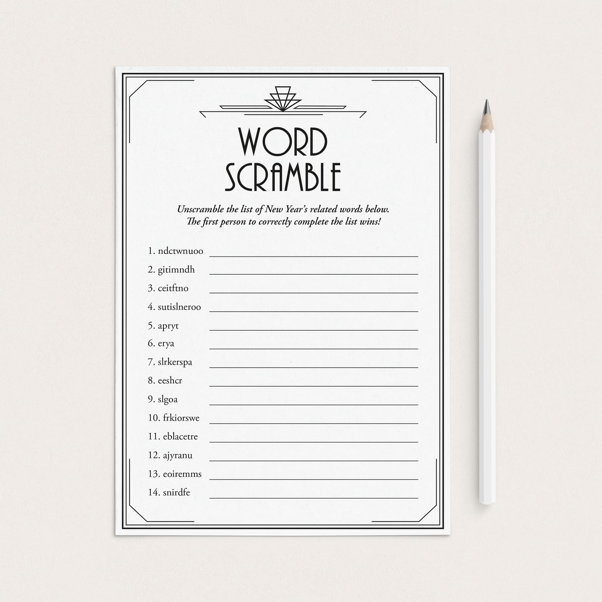 New Years Eve Speakeasy Party Game Word Scramble by LittleSizzle