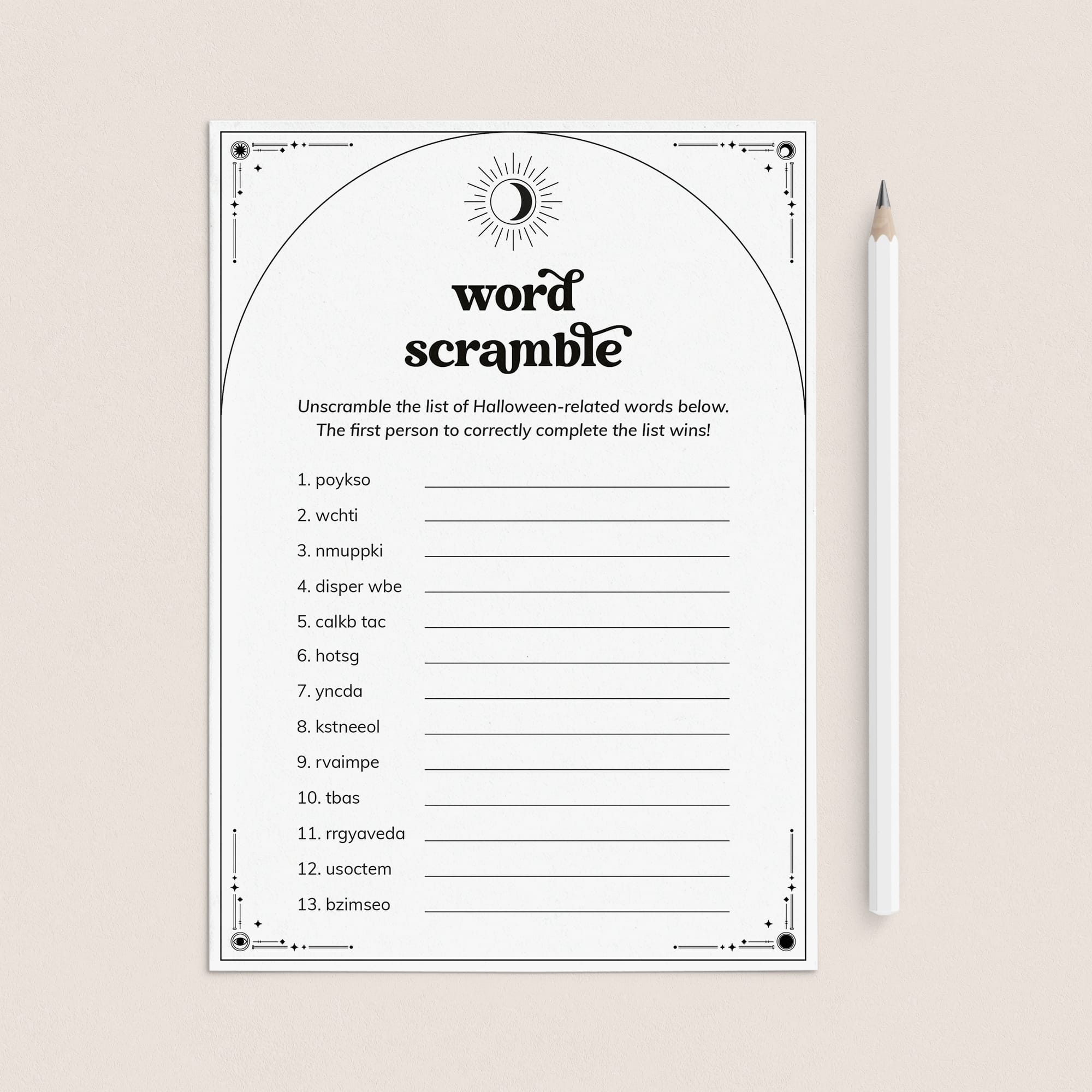 Printable Halloween Word Scramble with Answers Digital Download by LittleSizzle