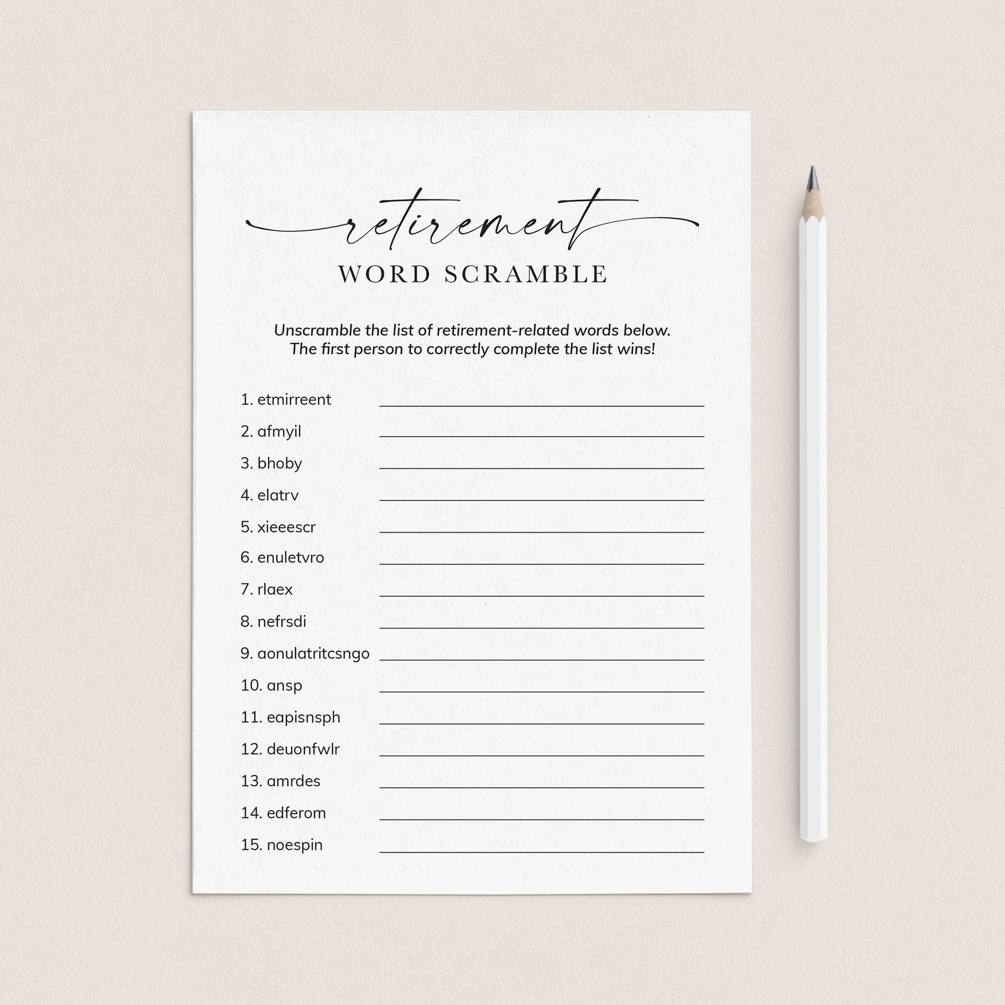 Printable Retirement Word Scramble with Answers by LittleSizzle