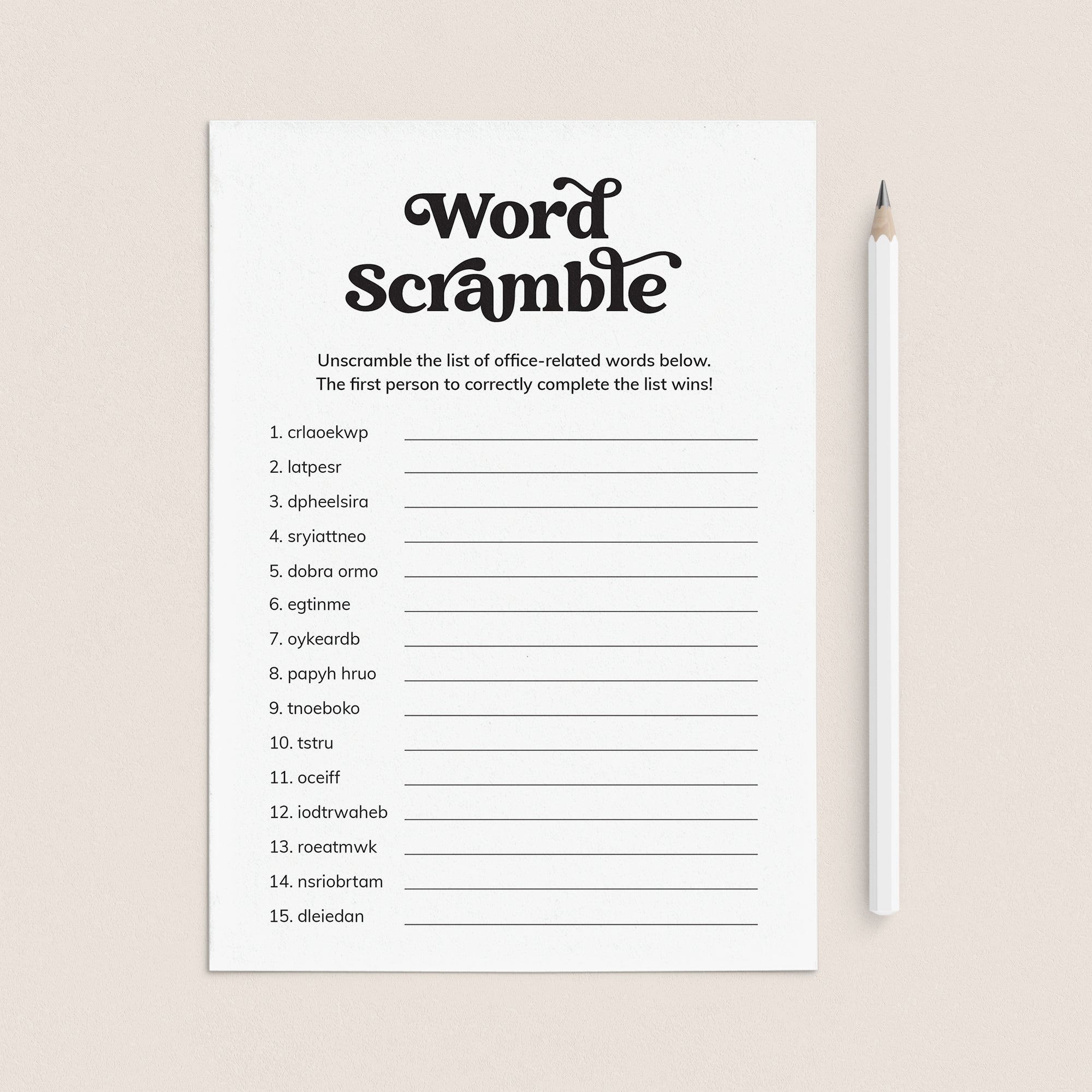 Word Scramble Game for Work | Answers Included | Printable by LittleSizzle