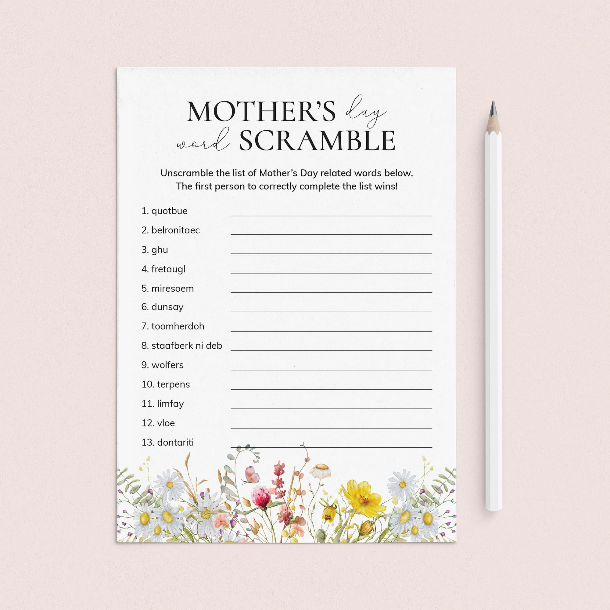 Mother's Day Word Scramble with Answers Printable by LittleSizzle