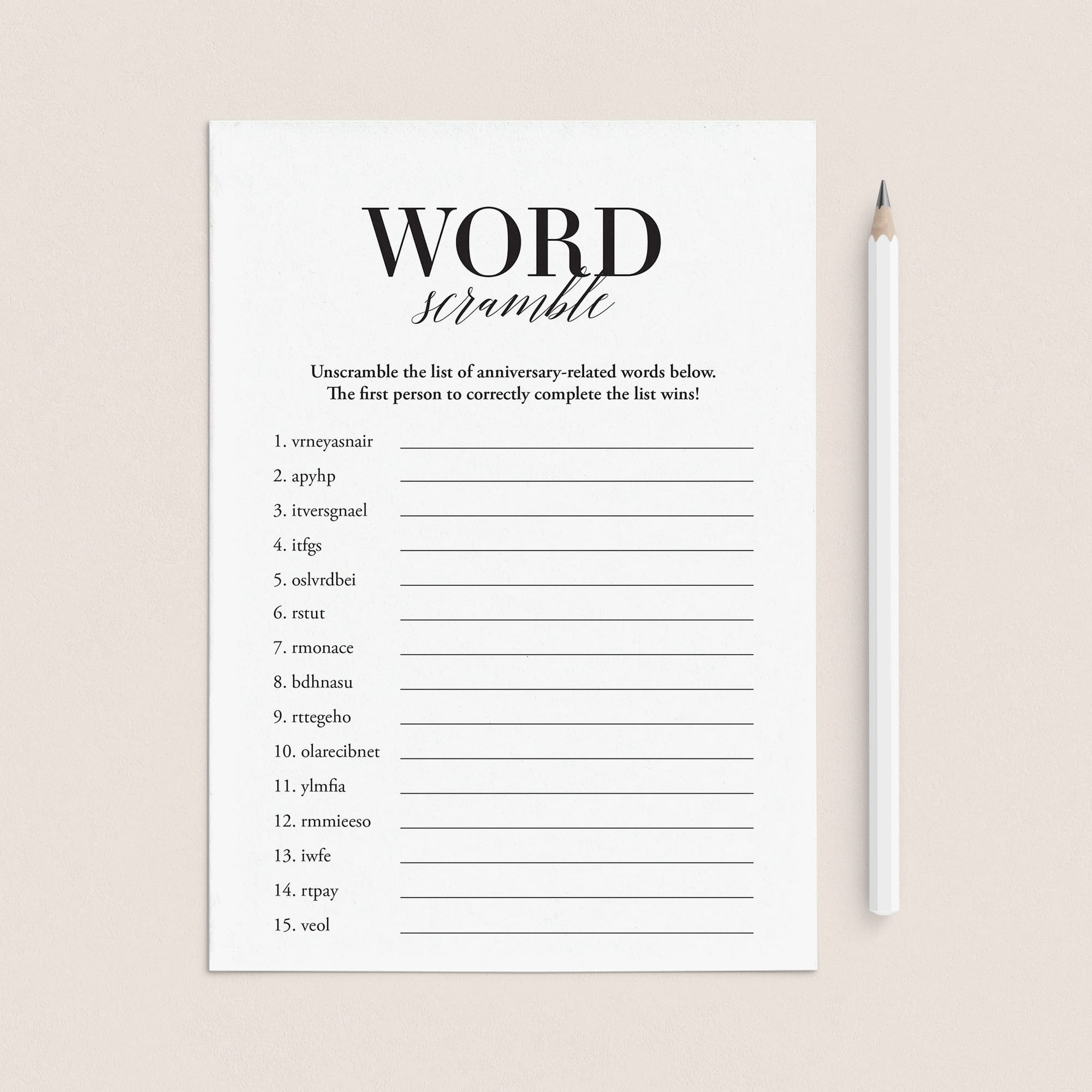 Printable Wedding Anniversary Word Scramble With Answers by LittleSizzle