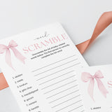 Coquette Baby Shower Word Scramble Game Printable