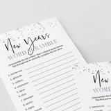 New Year's Word Scramble with Answer Key Printable