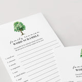 Family Reunion Word Scramble with Answer Key Instant Download