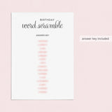 Birthday Word Scramble Game Printable Black & White