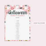 Teen Girl Halloween Party Game Word Scramble Printable